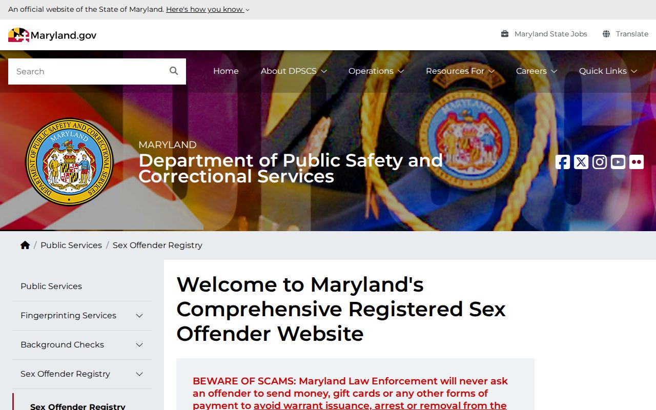 Montgomery Village public records search through Maryland offender registry